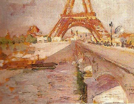 Carl Larsson eiffeltornet under byggnad France oil painting art